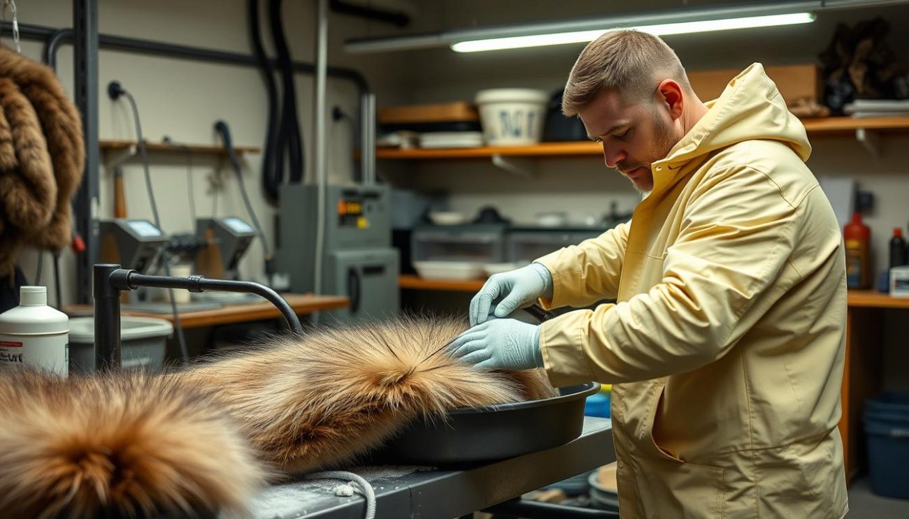 Professional fur cleaning process for Canada Goose trim